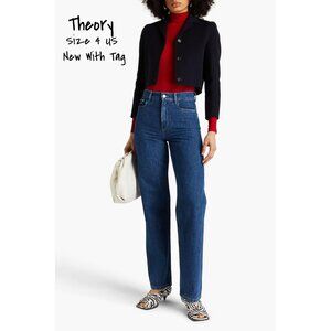 Theory Black Cropped Cashmere Wool Jacket for Women, Size 4, New with Tags
